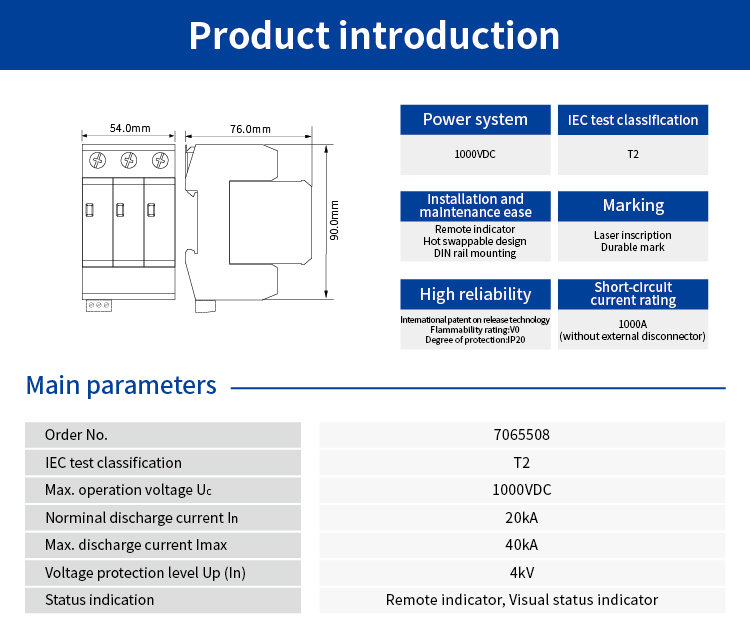 DC power SPD (1000VDC; alarm output ) 7065508