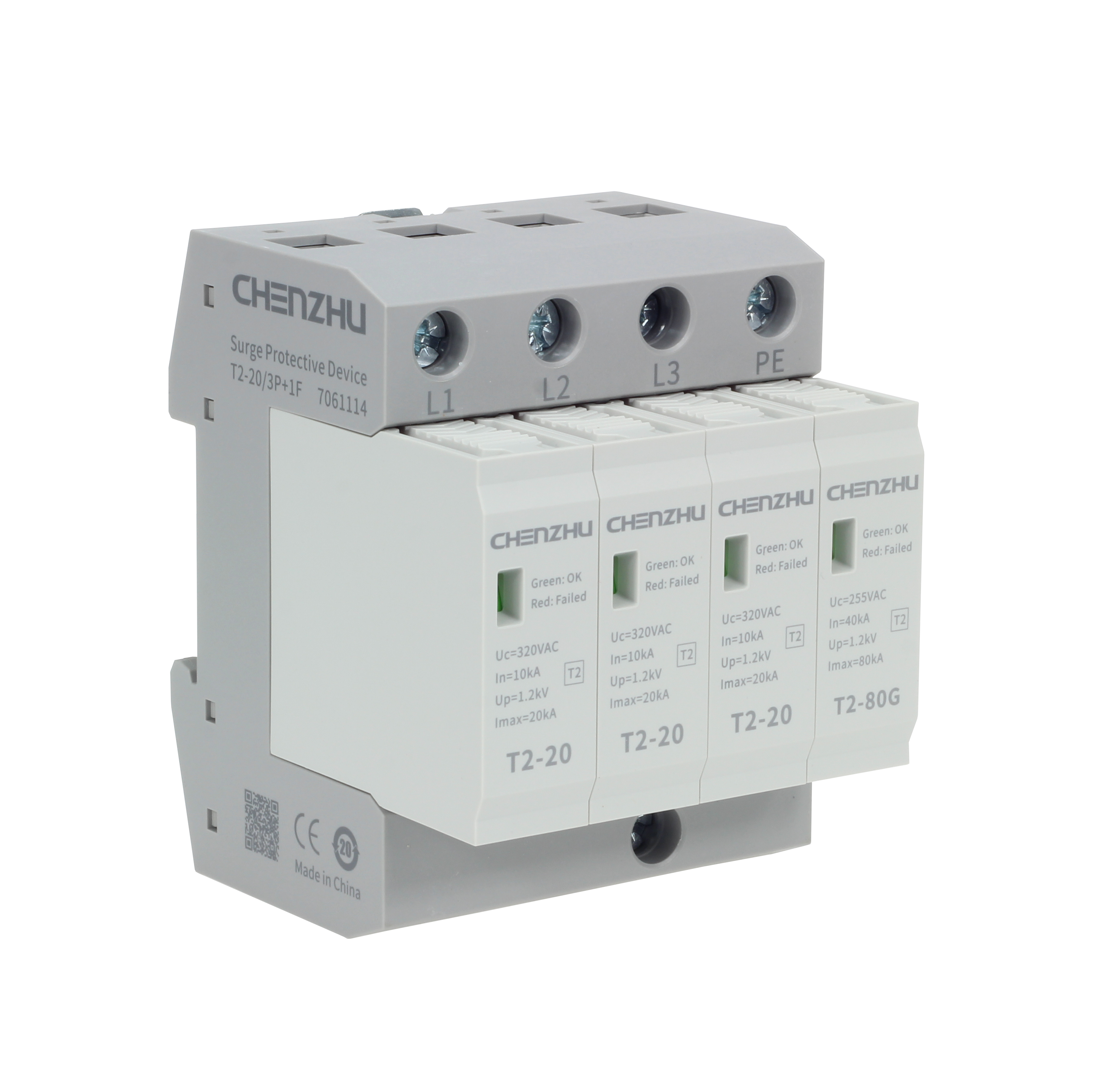 t2-20/3p 1 交流电源spd (220/380vac 三相tt in=10ka) 7085354