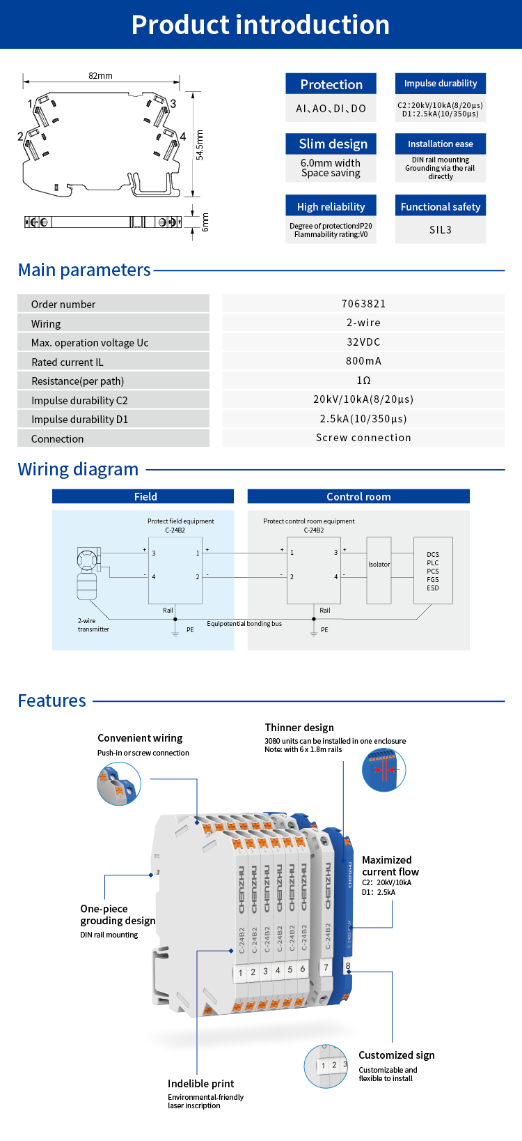 SPD for Signal (24V; 2 wires; In=10kA ) 7063821