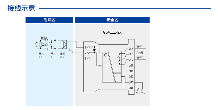 二进二出 开关量输入，继电器输出隔离式安全栅