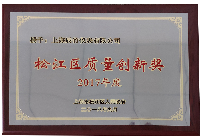 辰竹仪表荣获2017年度上海松江区政府“质量创新奖”