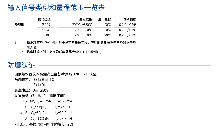 一进一出 热电阻输入隔离式安全栅