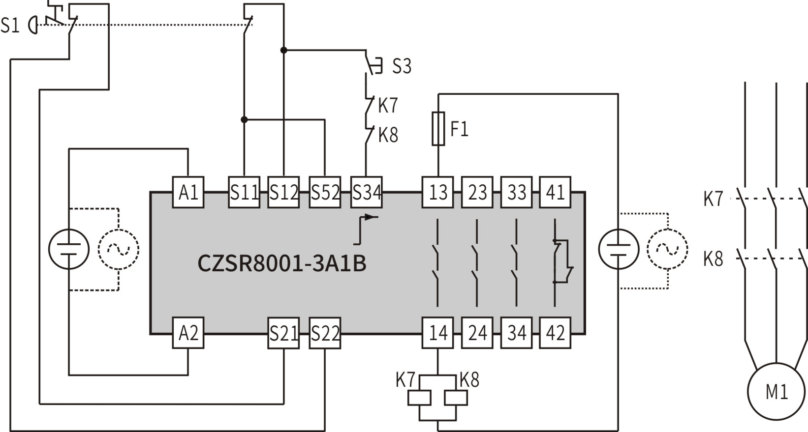 开关型安全设备输入 (PNP型安全光幕 24V DC 3NO+1NC 自动/手动复位) 