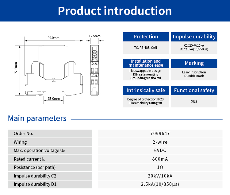 SPD for Signal (5V; 2 wires; In=10kA ) 7099647